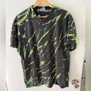 Vintage Beefy Black and Green Tie-Dye Men's Shirt Size L